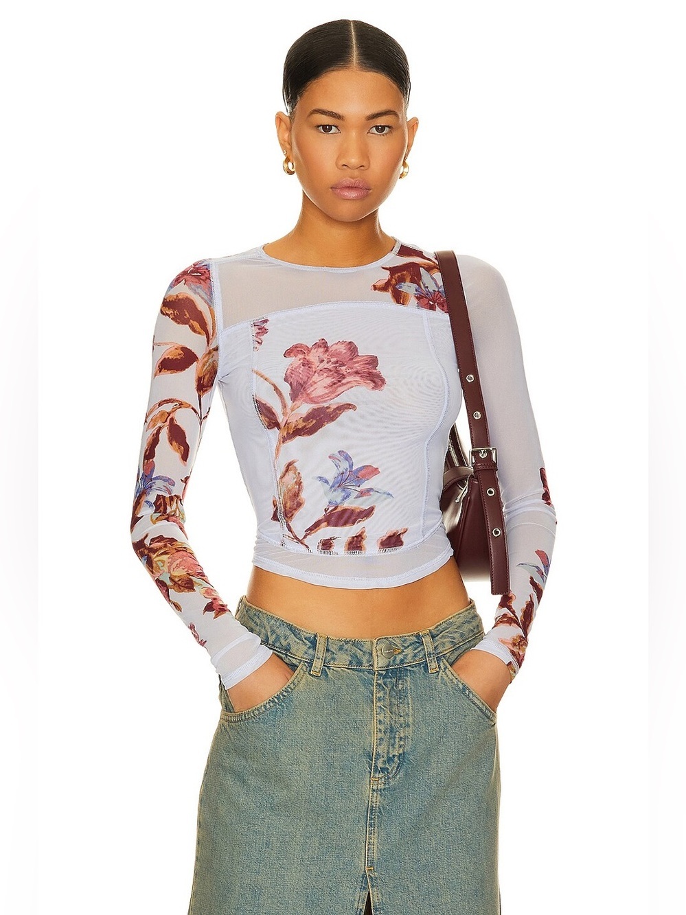 Free People Betty's Garden Top in Blue Combo - Size S - Picture 2 of 7